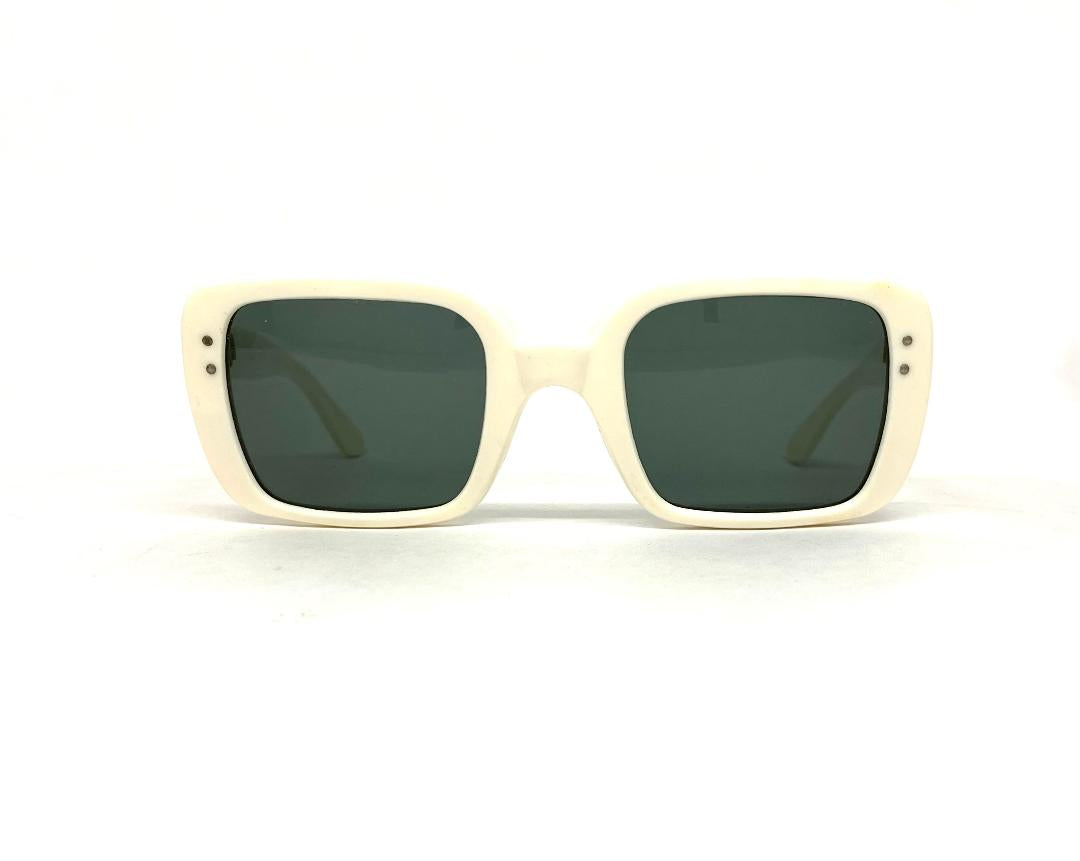 White Vintage Sunglasses Made in France with Chunky Frames Emmanuelle Khanh Paris Vintage Aviator Sunglasses Hand Made  main image 3